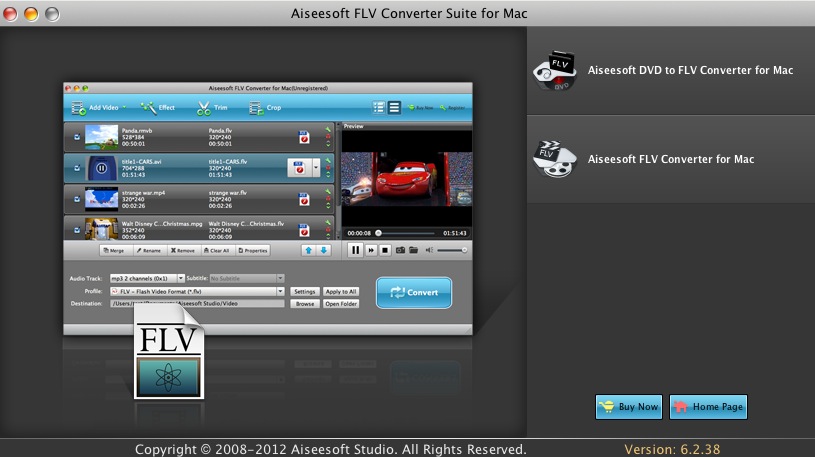 Aiseesoft FLV Converter Suite for Mac 6.2 : Launcher