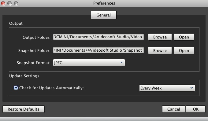 4Videosoft HD Converter for Mac 5.0 : Preferences