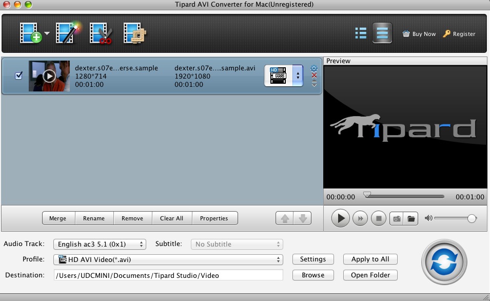 Tipard AVI Converter Suite for Mac 3.6 : Video converter
