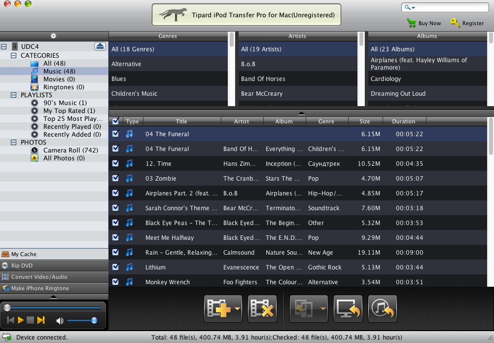 Tipard iPod Transfer Pro for Mac 6.1 : Main window