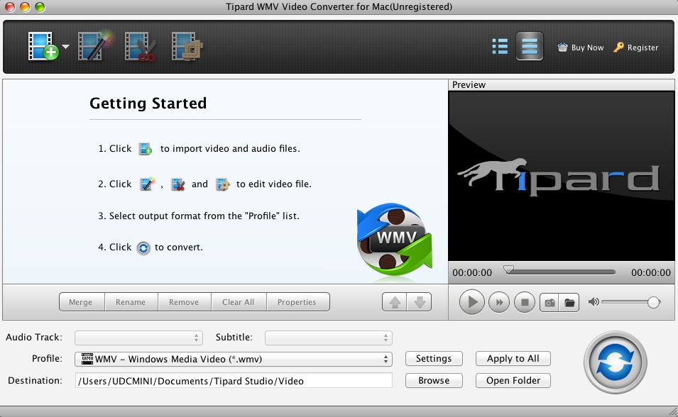 Tipard WMV Video Converter for Mac 3.6 : Main window