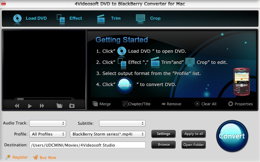 4Videosoft BlackBerry Converter Suite for Mac 3.1 : DVD ripper