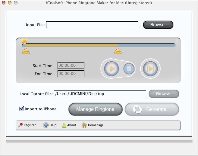 iCoolsoft iPhone Ringtone Maker for Mac 3.1 : Main window