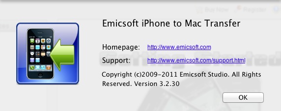 Emicsoft iPhone to Mac Transfer 3.2 : About window
