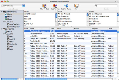 Macsome iPod Transfer 2.2 : Main Window