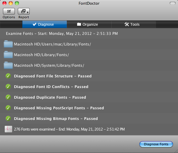 FontDoctor 8.1 : Diagnose fonts