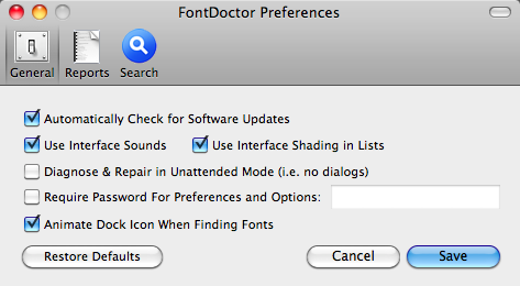 FontDoctor 8.1 : Program Preferences
