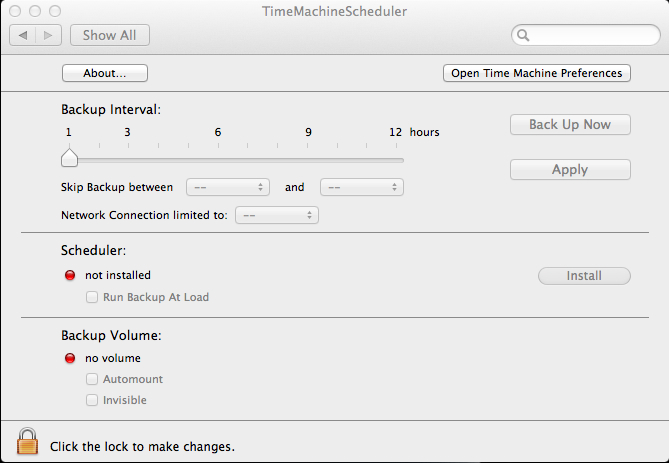 TimeMachineScheduler 3.1 : User Interface
