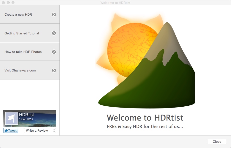 HDRtist 1.3 : Welcome Window