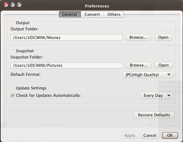 ImTOO Apple TV Video Converter 6 7.0 : Preferences
