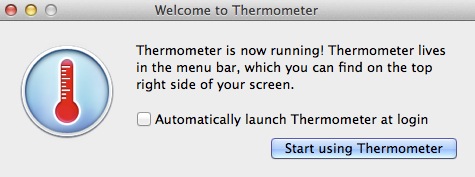Thermometer 1.0 : Welcome window
