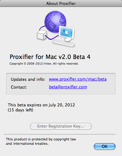 Proxifier 2.0 beta : Program version