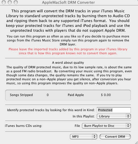 DRM Converter 3 for Mac 3.5 : Main Window