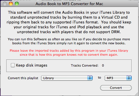Mac Audio Book Converter 1.0 : Main Window