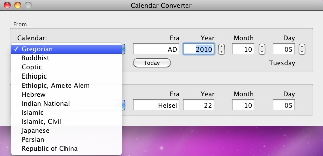 Calendar Converter 1.0 : Calendars