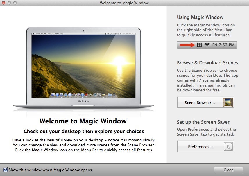 Magic Window - Timelapse Desktop 1.4 : Welcome window