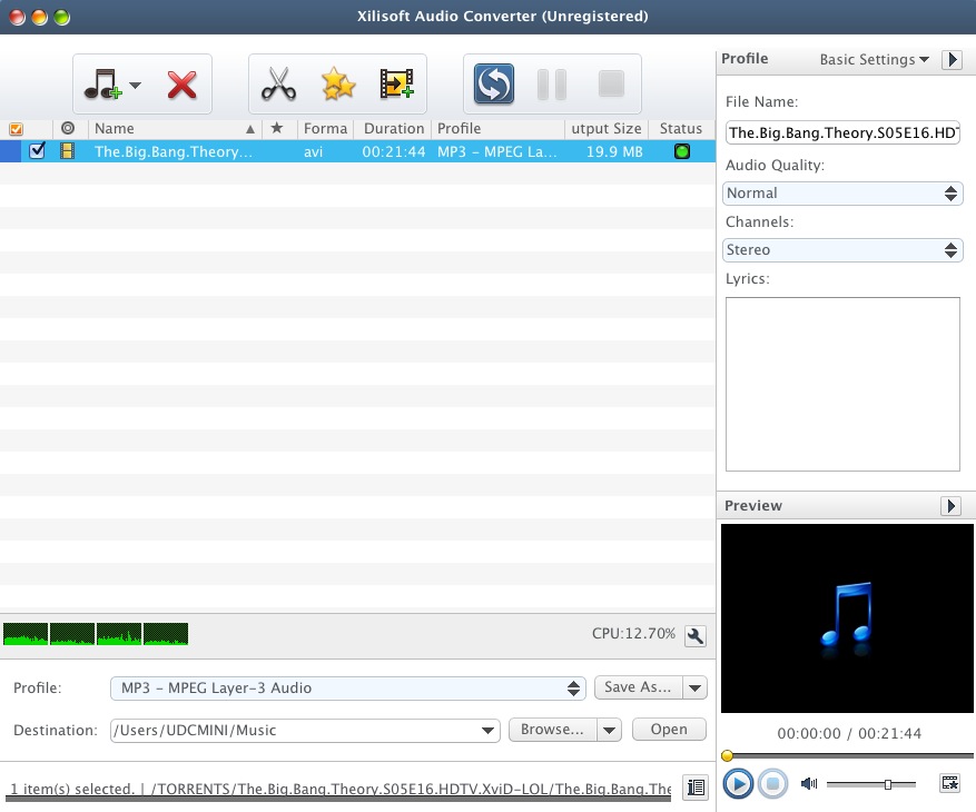 Xilisoft Audio Converter 6.3 : Main window