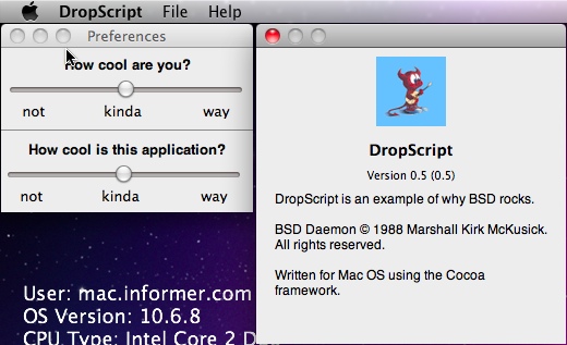 DropScript 0.5 : Main window