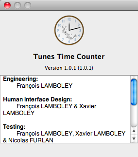 Tunes Time Counter 1.0 : Program version