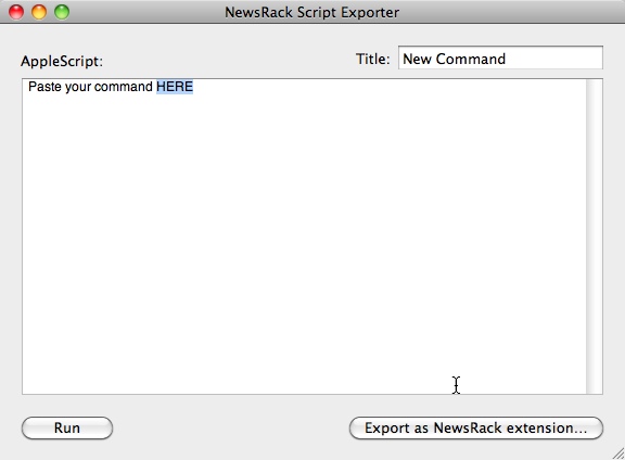 NewsRackScriptExporter 1.0 : Main window