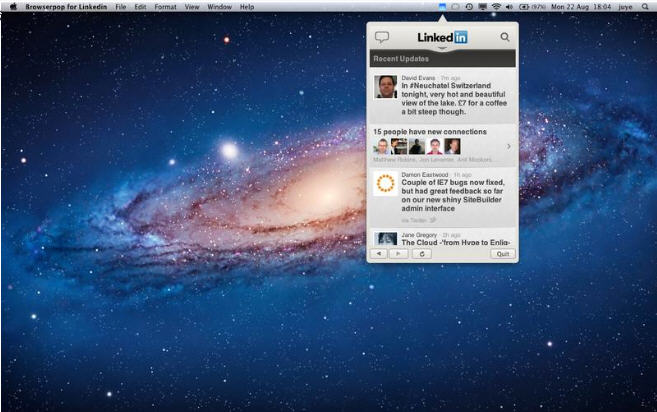 Browserpop for Linkedin 1.0 : Main window