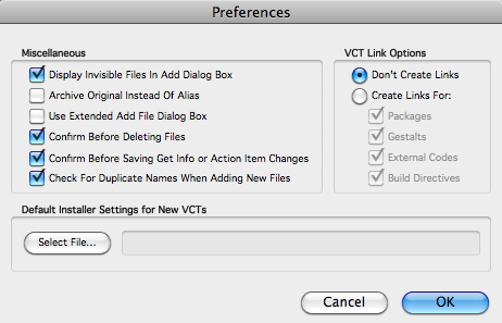 VISE X : Program Preferences