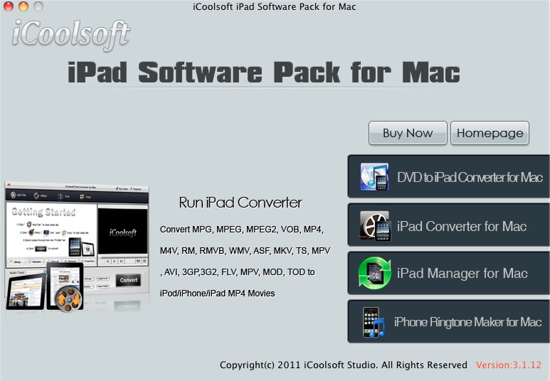 iCoolsoft iPad Software Pack for Mac 3.1 : Launcher
