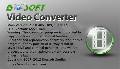 Brorsoft Video Converter 2.7 : About window
