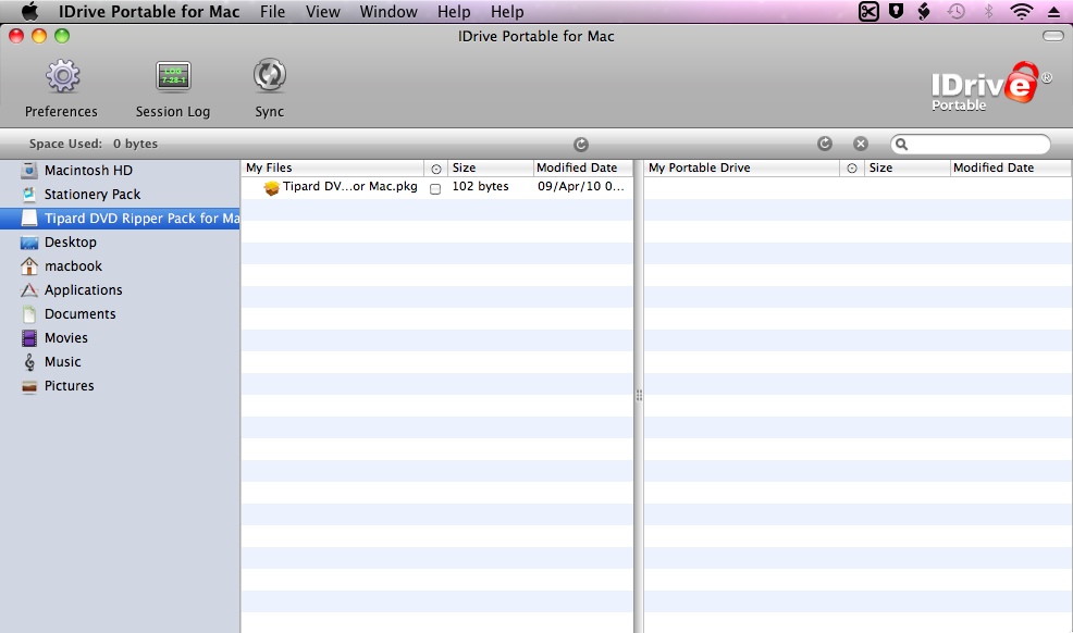 IDrive Portable for Mac 2.3 : Main window