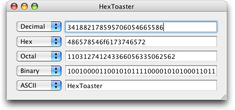HexToaster 0.3 : Main window