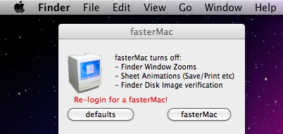 fasterMac 1.1 : Main window