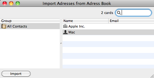 iMailist 2.1 : Import Addresses from Address Book