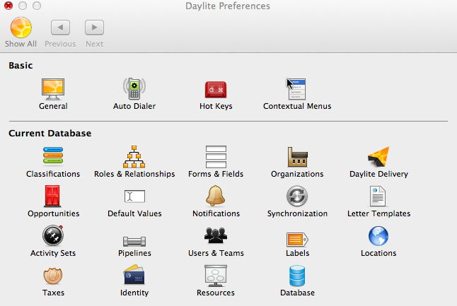 Daylite 3.1 : Preferences Window