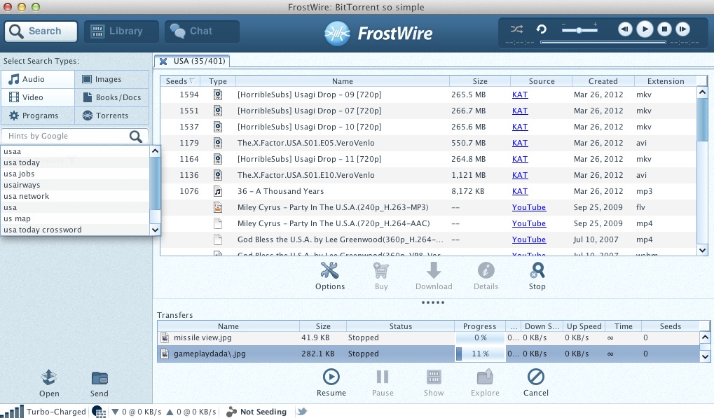 FrostWire 5.3 : Main window