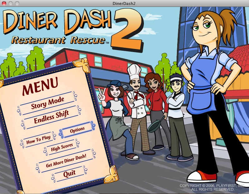 Diner Dash 2 : Main menu