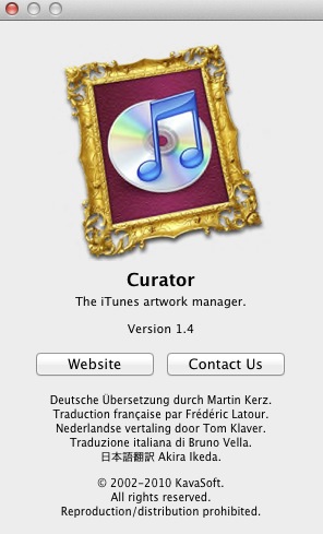 Curator 1.4 : About window