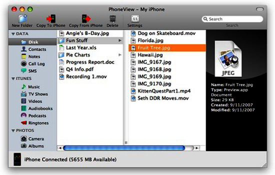 iPhoneDisk 1.0 : Main window