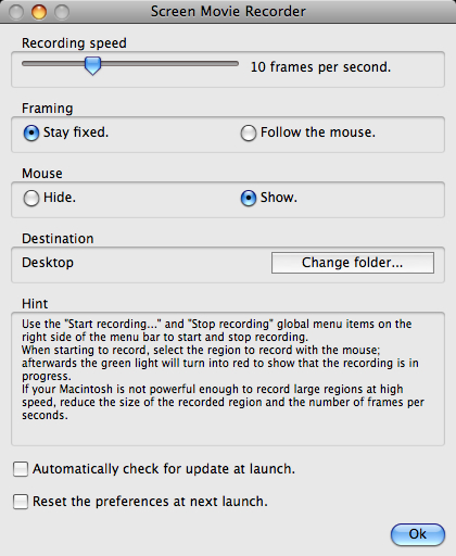 Screen Movie Recorder 4.1 : User Interface