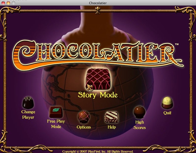 Chocolatier : Main menu