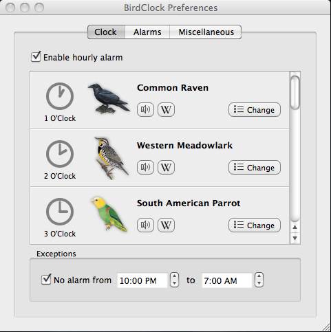BirdClock 1.0 : Clock Preferences