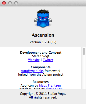 Ascension 1.2 : About Window