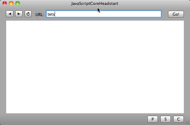 JavaScriptCoreHeadstart 1.1 : Main window