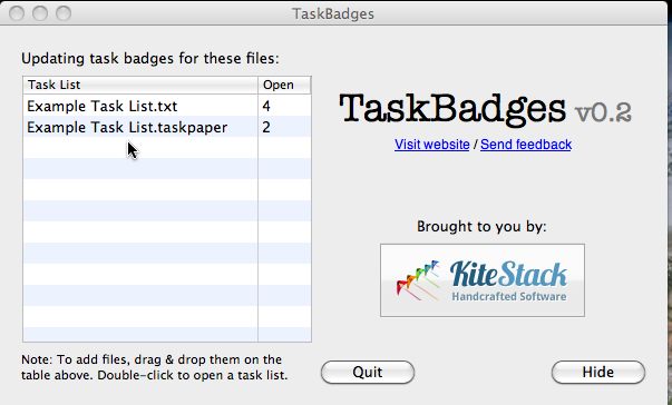 TaskBadges 0.2 : Main window