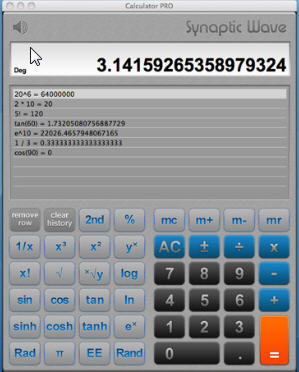 Calculator PRO 1.0 : Main window