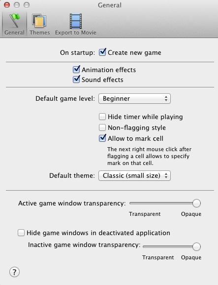 Seagoing Minesweeper Lite 1.0 : Preferences