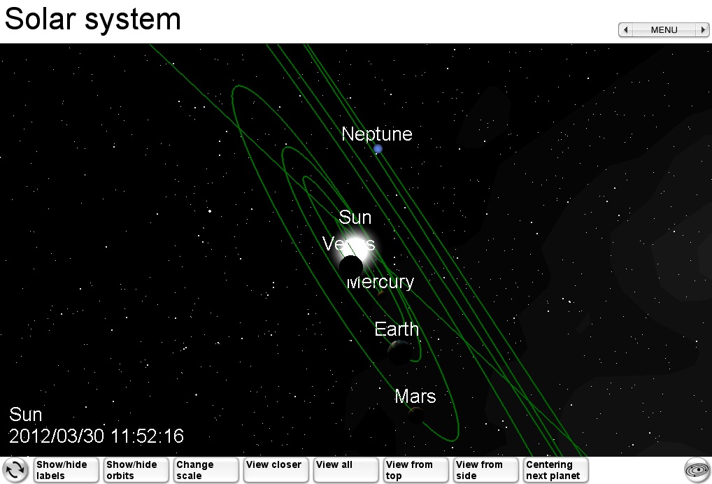 Solar System Simulator 1.5 : Rotated view