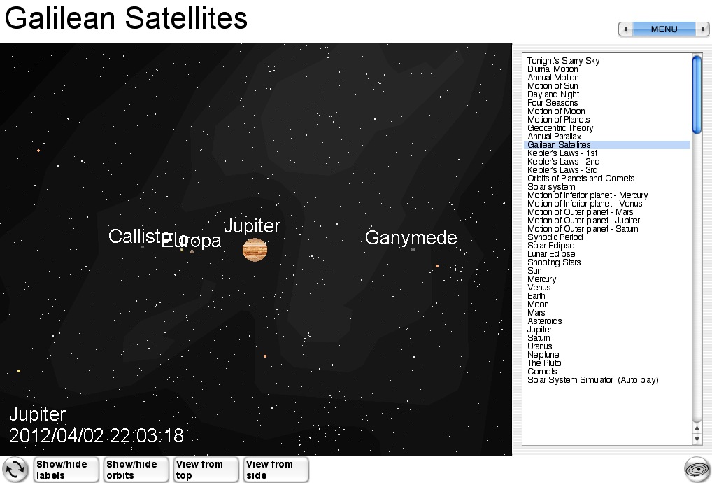Solar System Simulator 1.5 : Galilean satellites