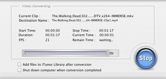 WinX MKV to iPhone Video Converter for Mac - Free Edition 2.8 : Converting