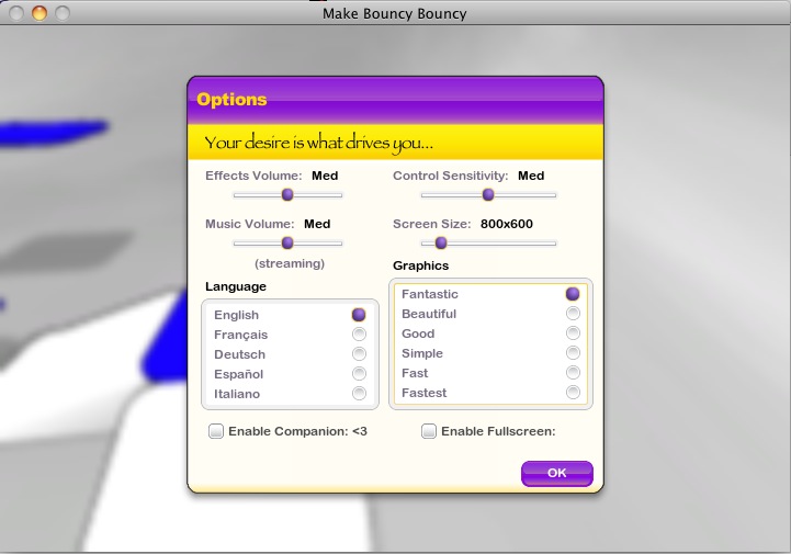 Make Bouncy Bouncy 1.2 : Options