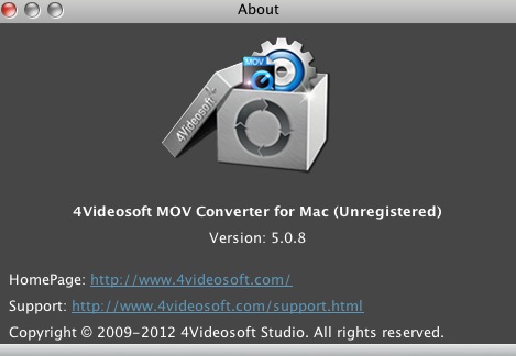 4Videosoft MOV Converter for Mac 5.0 : About window